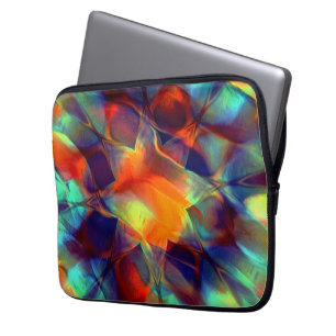 Funda Para Portátil Flor naranja intensa en textura digital pulida