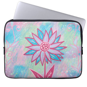 Funda Para Portátil Flor Pastel dibujada a mano