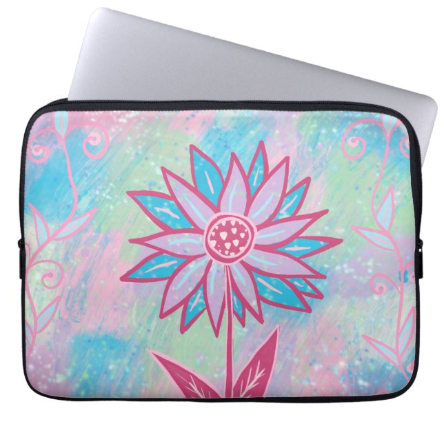 Funda Para Portátil Flor Pastel dibujada a mano (Frente)