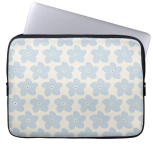 Funda Para Portátil Flor Retro Azul Claro y Crema