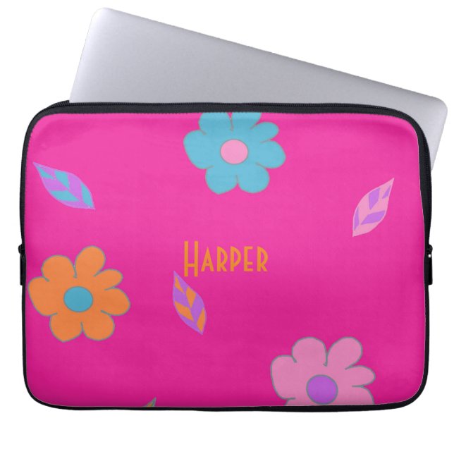 Funda Para Portátil Flor retro suave (Frente)