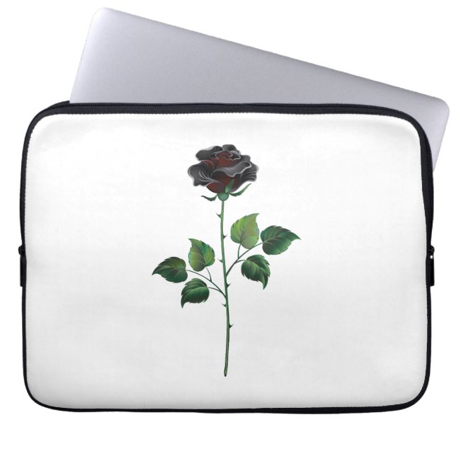 Funda Para Portátil Flor rosa negra (Frente)