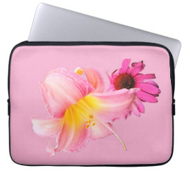 Funda Para Portátil Flor rosa y amarilla