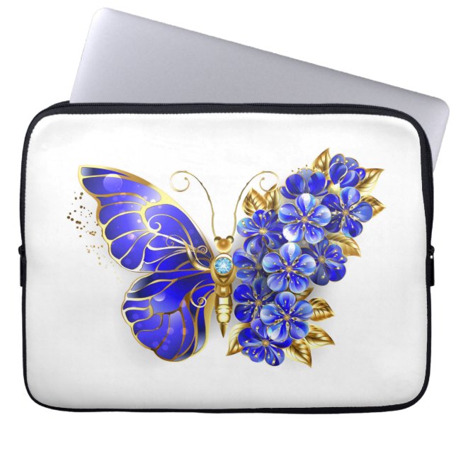 Funda Para Portátil Flor Sapphire Mariposa (Frente)