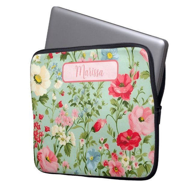Funda Para Portátil Flor silvestre de campo inglesa personalizada (Anverso izquierdo)