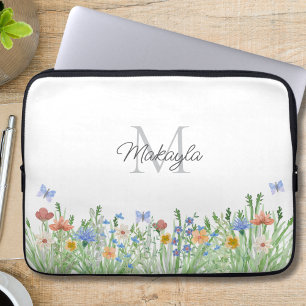 Funda Para Portátil Flor silvestre monogramada