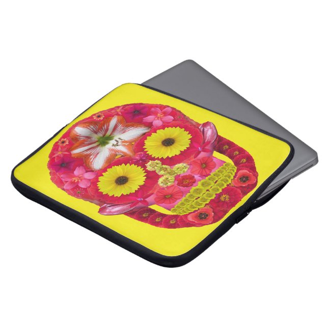 Funda Para Portátil Flor Skull 6 (Superior anverso)