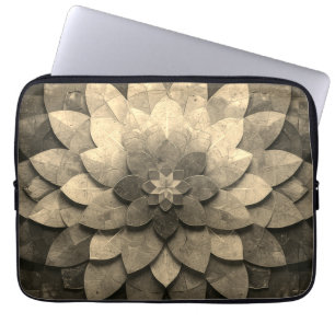 Funda Para Portátil Flor texturizada de arte antiguo de Mandala dorada