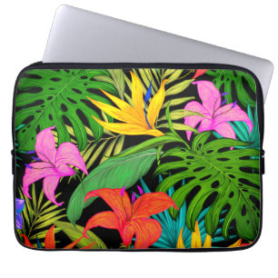 Funda Para Portátil Flor tropical y hoja de palma Hawaití colorido