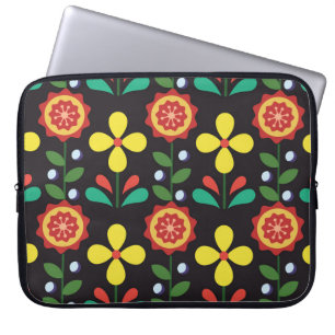 Funda Para Portátil Flor vintage retro vintage líneas verticales a la 