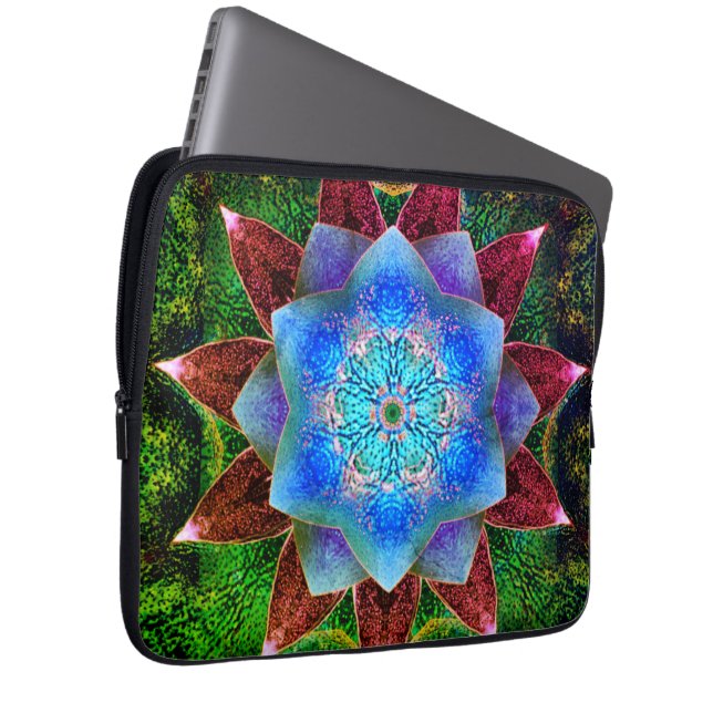 Funda Para Portátil Flor virtual azulada o rústica (Anverso derecho)