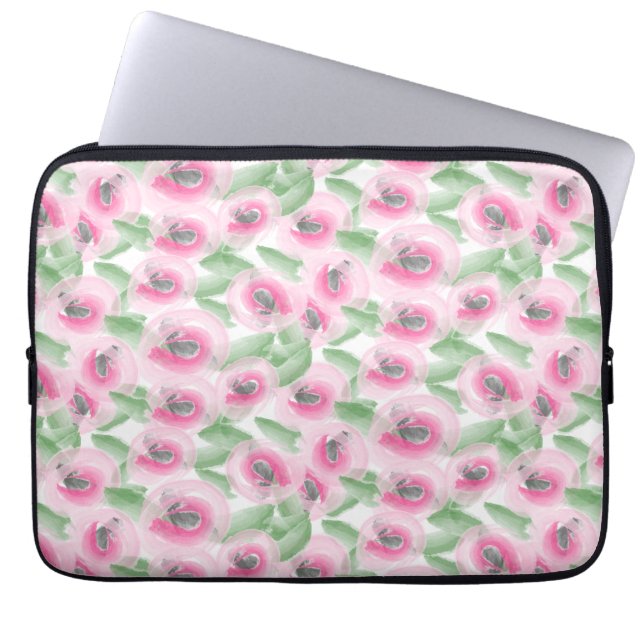 Funda Para Portátil Flora acuarela (Frente)