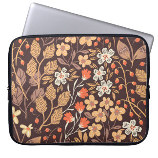 Funda Para Portátil Flora de Otoño: Patrón vintage sin foco