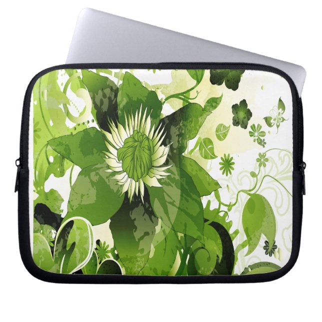 Funda Para Portátil Flora verde de primavera (Frente)