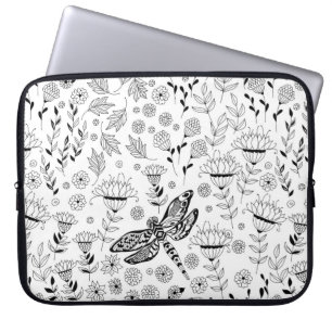 Funda Para Portátil Flora y libélula