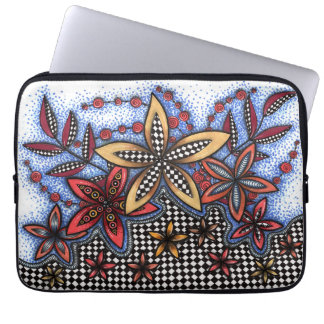 Funda para portátil floral abstracta Doodle