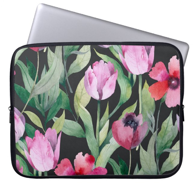 Funda Para Portátil Floral acuarela, hermoso patrón sin fisuras. (Frente)