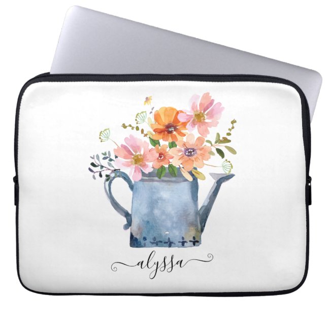 Funda Para Portátil Floral acuática pintada a mano (Frente)