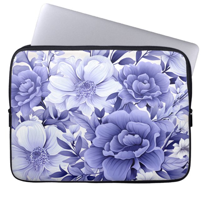 Funda Para Portátil Floral azul (Frente)