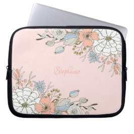 Funda Para Portátil Floral azul rosa Rubor personalizada