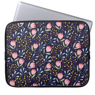Funda Para Portátil Floral Cuta: Patrón de flores de colores.
