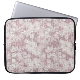 Funda Para Portátil Floral Daisy Terciopelo Rosa Polvoriento