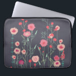 Funda Para Portátil Floral Dark Pattern<br><div class="desc">Modern Bohemian botancial art.
Pretty boho loose pink floral painting on a dark gray background.
Original art by Nic Squirrell.</div>