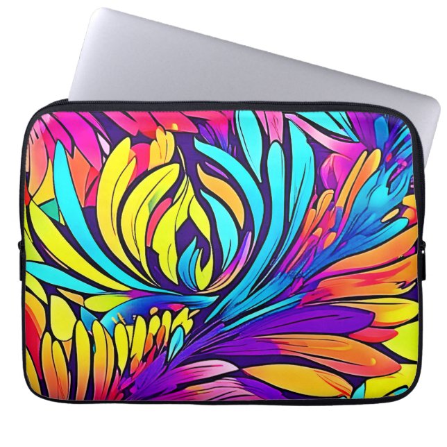 Funda Para Portátil Floral de abstracto vibrante (Frente)