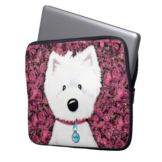 Funda Para Portátil Floral de Impresiones Westie de KiniArt (Anverso izquierdo)