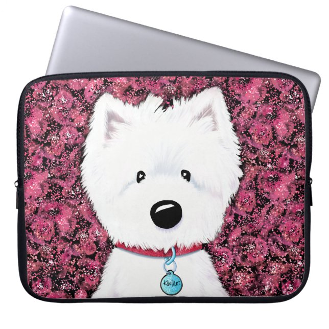 Funda Para Portátil Floral de Impresiones Westie de KiniArt (Frente)