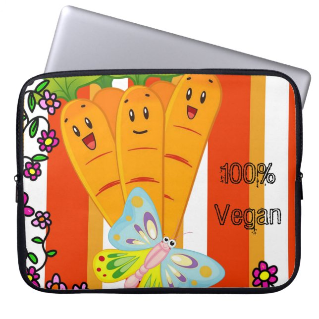 Funda Para Portátil Floral de manga de la laptop 100% Vegan Stripe (Frente)