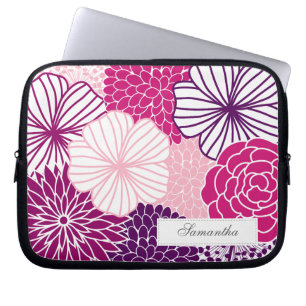 Funda Para Portátil Floral de mod rosa y púrpura
