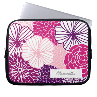 Funda Para Portátil Floral de mod rosa y púrpura