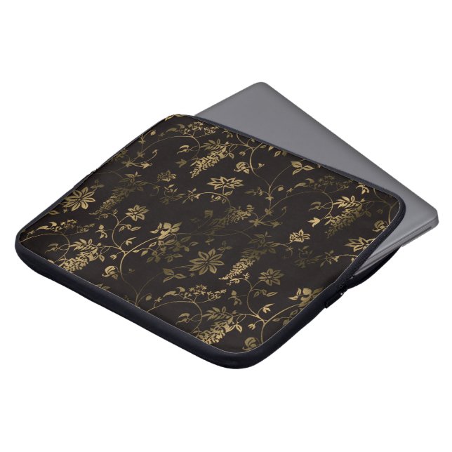Funda Para Portátil Floral de oro (Superior anverso)