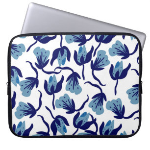 Funda Para Portátil Floral De Pansy Azul: Impresionante.