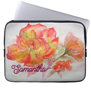 Funda Para Portátil Floral de pintura de color rosa amarillo naranja