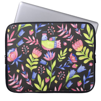 Funda Para Portátil Floral de primavera: Patrón de color agua sin foco