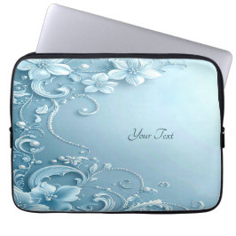Funda para portátil floral decorativa azul