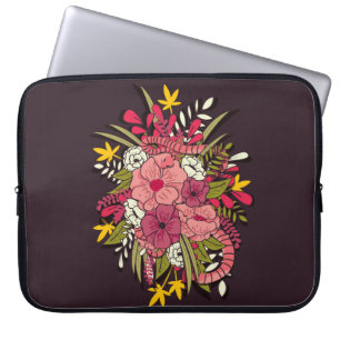 Funda Para Portátil Floral deslumbramiento de la vintage vibrante dibu