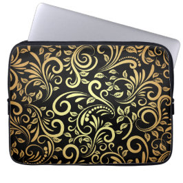 Funda Para Portátil floral dorada