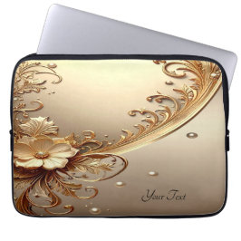 Funda para portátil floral dorada ornamentada