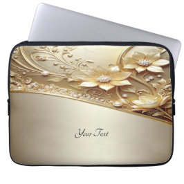 Funda para portátil floral dorada ornamentada mode