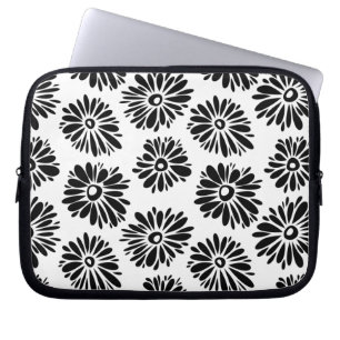 Funda Para Portátil Floral Funky negra y blanca