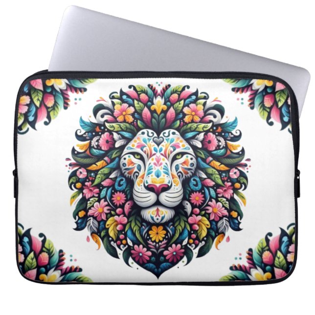 Funda Para Portátil Floral Lion Silhouette (Frente)