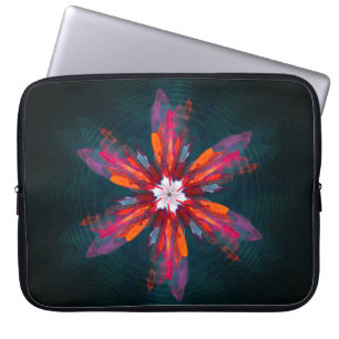 Funda Para Portátil Floral Mandala Flores Naranja Azul Rojo Resumen