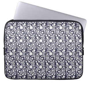 Funda Para Portátil Floral marina inspirada en la impresión en bloque