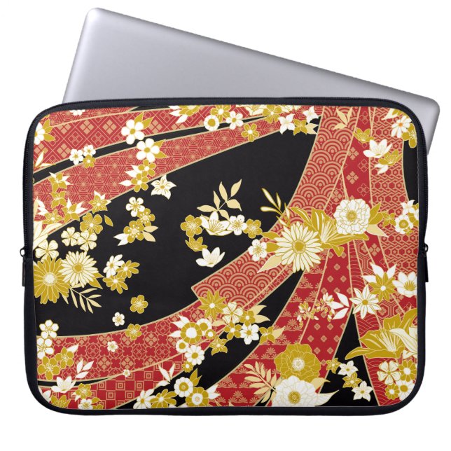 Funda Para Portátil Floral Mix Kimono Pattern (Frente)