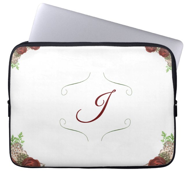 Funda Para Portátil Floral monogramado (Frente)