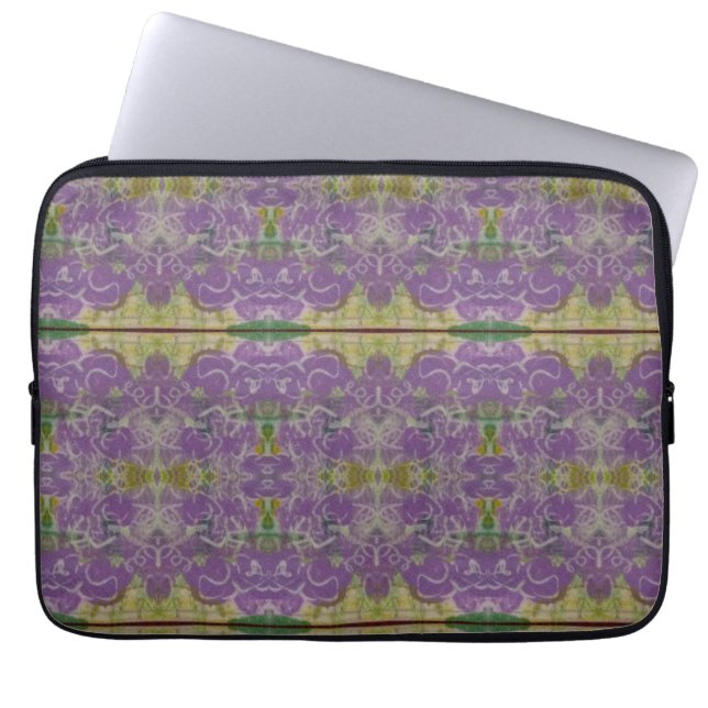 Funda Para Portátil Floral morada y verde (Frente)