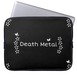 Funda Para Portátil Floral Negro "Death Metal" con Mariposas